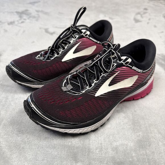 Brooks Ghost 10 Women’s Running Shoes Size 8 Black Pink Comfort Sneakers - Picture 1 of 11
